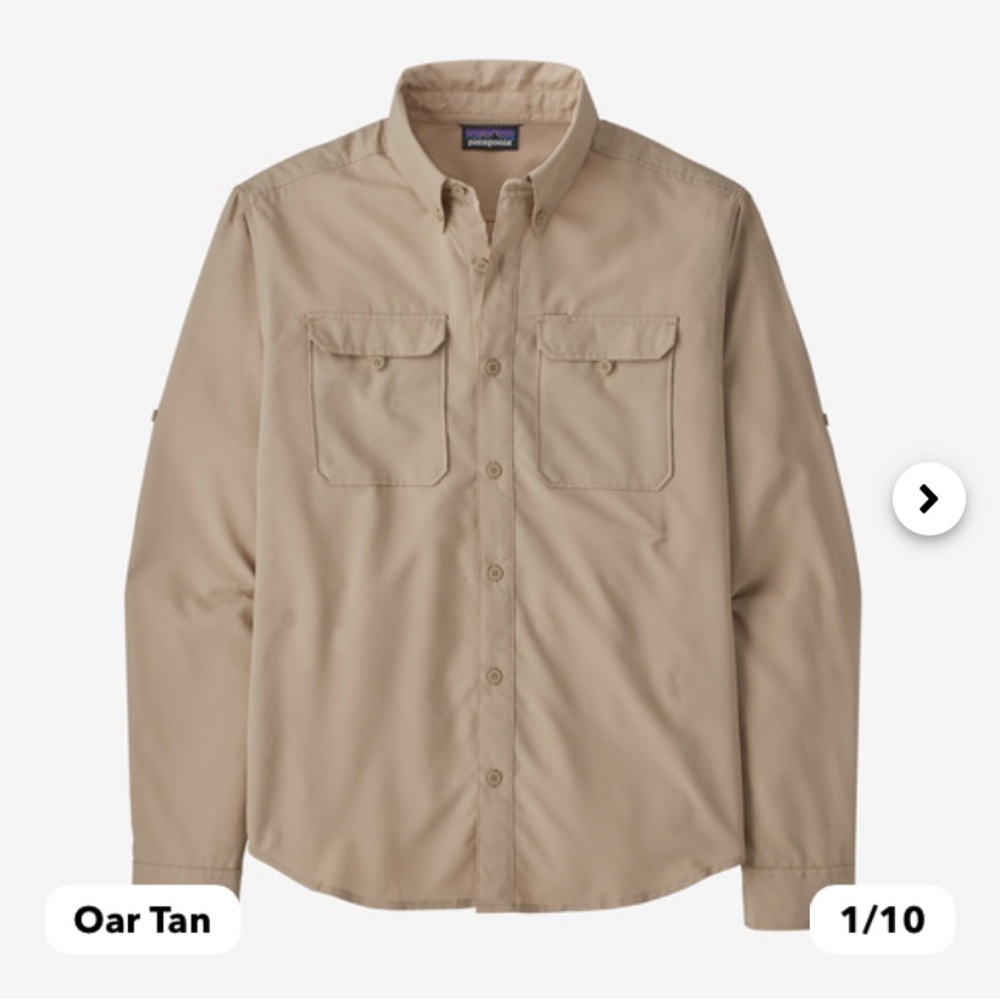 Patagonia Long-Sleeved Self-Guided UPF Hike Shirt - L - Oar Tan